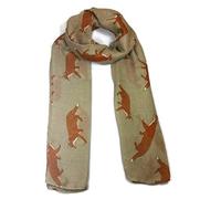 Ladies Women's Colorful Long Fox Wolf Animal Print Scarf Wraps Shawl Soft Scarves Sale (Beige)