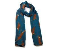 Ladies Women's Colorful Long Fox Wolf Animal Print Scarf Wraps Shawl Soft Scarves Sale (Teal Green)