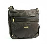 Ladies Womens Crossover Body Bag Handbag in Soft Genuine Leather Brown