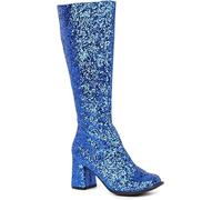 Ladies Womens Fancy Dress Party Go Go Boots 1960s and 70s Retro Knee High with Zip closure Boots Size 3-12 (Blue Glitter, UK Footwear Size System, Adult, Women, Numeric, Medium, 5)
