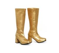 Ladies Womens Fancy Dress Party Go Go Boots 60s and 70s Retro Knee High Zip closure Size 3-12 (Gold Patent, 9)