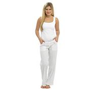Ladies Womens Full Length Linen Trousers White Size 12