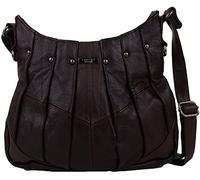 Ladies/Womens Genuine Leather Cross Body/Shoulder Bag with Stud Design - Brown