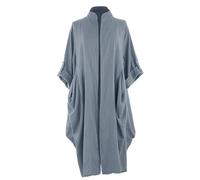 Ladies Womens Italian Lagenlook 3/4 Sleeve 2 Pocket Teabag Cotton Tulip Cocoon Jacket Cardigan One Size (as8, alpha, one_size, regular, regular, Cornflower Blue, One Size)