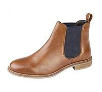 Ladies Womens Leather Slip On Twin Gusset Smart Chelsea Ankle Boots Shoes Size - Tan - UK 3