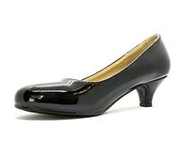 Ladies Womens Low Kitten Heel Work Court Evening Dress Girls Shoes Pumps UK Size 3 4 5 6 7 8 (3 UK, Black Patent)