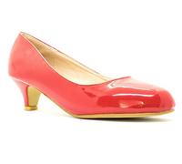 Ladies Womens Low Kitten Heel Work Court Evening Dress Girls Shoes Pumps UK Size 3 4 5 6 7 8 (8 UK, Red Patent)