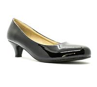 Ladies Womens Low Kitten Heel Work Court Evening Dress Girls Shoes Pumps UK Size 3 4 5 6 7 8 9 10 11 12 (UK11/EU45, Black Patent)