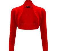 Ladies Women's New Long Sleeve Cropped Plain Bolero Shrug Party Top. UK 6-14 Red