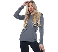 Ladies Womens Plain Long Sleeve Round Neck Top Basic T Shirt Layering Plus Sizes UK 8-18 (2XL (UK 20-22), Charcoal)