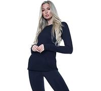 Ladies Womens Plain Long Sleeve Round Neck Top Basic T Shirt Layering Plus Sizes UK 8-18 (3XL (UK 24-26), Navy)