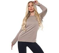 Ladies Womens Plain Long Sleeve Round Neck Top Basic T Shirt Layering Plus Sizes UK 8-18 (3XL (UK 24-26), Mocha)