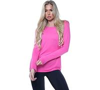 Ladies Womens Plain Long Sleeve Round Neck Top Basic T Shirt Layering Plus Sizes UK 8-18 (3XL (UK 24-26), Fuchsia)