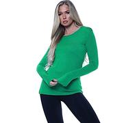 Ladies Womens Plain Long Sleeve Round Neck Top Basic T Shirt Layering Plus Sizes UK 8-18 (M/L (UK 12-14), Jade Green)