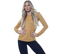 Ladies Womens Plain Long Sleeve Round Neck Top Basic T Shirt Layering Plus Sizes UK 8-18 (M/L (UK 12-14), Mustard)
