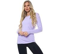 Ladies Womens Plain Long Sleeve Round Neck Top Basic T Shirt Layering Plus Sizes UK 8-26 (2XL (UK 20-22), Lilic)