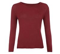 Ladies Womens Plain Long Sleeve Round Neck Top Basic T Shirt Layering Plus Sizes UK 8-26 (3XL (UK 24-26), Wine)