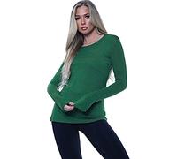 Ladies Womens Plain Long Sleeve Round Neck Top Basic T Shirt Layering Plus Sizes UK 8-26 (XL (UK 16-18), Bottle Green)
