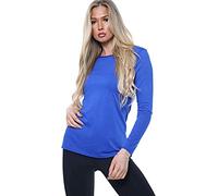 Ladies Womens Plain Long Sleeve Round Neck Top Basic T Shirt Layering Plus Sizes UK 8-26 (XL (UK 16-18), Royal Blue)