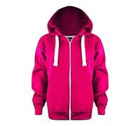 Ladies Womens PLUS SIZE Plain ZIp Hoodie UK SIZE 8-28 (UK SIZE S/8, FUCHSIA (CERISE PINK))