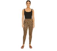 Ladies Womens Printed Zebra Animal Tie-Dye Leopard Stretchy Elasticated Waist Leggings - Range of Prints (16-18, Leopard)