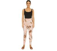 Ladies Womens Printed Zebra Animal Tie-Dye Leopard Stretchy Elasticated Waist Leggings - Range of Prints (12-14, Pink/White/Brown Tie-Dye)