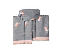 Ladies Women's Super Soft Robin Scarf Cashmere Blend Winter Long Cosy Ladies Wrap For Cold Evening Large Soft Warm Bird Print Winter Shawls (New Robin Silver with Pink)