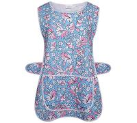 Ladies Womens Tabard Floral Home Work Tabards High quality Material Overall Kitchen Cleaning Apron One Big Pocket (Turquoise, L)