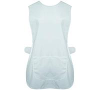 Ladies Womens Tabard Kitchen Cleaning Chef Overall Catering Tabards Apron With Pocket Side Button Fastening Plus Big Size S-3XL (White, L (Approx. 44-46 inches))