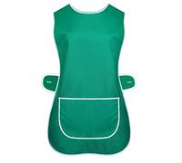 Ladies Womens Tabard Kitchen Cleaning Chef Overall Catering Tabards Apron With Pocket Side Button Fastening Plus Big Size S-3XL (Kelly Green, L (Approx. 44-46 inches))