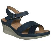 Ladies Womens Wedge Heel Peep Toe Strappy Summer Beach Holiday Sandal Size 3-8 (Navy Antigua, numeric_5)