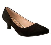 Ladies Womens Wide Fit Memory Foam Comfort Plus Patent Formal Slip On Kitten Heel Party Office Work Court Shoes - Sizes UK 3-8 (UK 3, Black Suede)