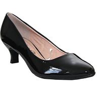 Ladies Womens Wide Fit Memory Foam Comfort Plus Patent Formal Slip On Kitten Heel Party Office Work Court Shoes - Sizes UK 3-8 (UK 3, Black)
