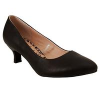 Ladies Womens Wide Fit Memory Foam Comfort Plus Patent Formal Slip On Kitten Heel Party Office Work Court Shoes - Sizes UK 3-8 (UK 3, Black PU)