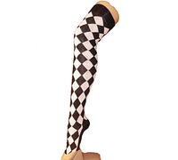 Ladies/WomensBlack and White Diamond Check Over The Knee Socks