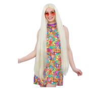Ladies Woodstock Festival Wig Extra Long Blonde Hippy Fancy Dress Wig 60s 70s