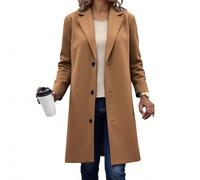 Ladies Wool Coat Thicken Single-breasted Windproof Warm Long Trench Coats Women Long Sleeve Lapel Inner Lining Thermal Pea Overcoat Autumn Winter Jacket Plus Size Windbreaker with Pockets S-5XL