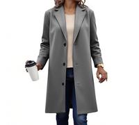 Ladies Wool Coat Thicken Single-breasted Windproof Warm Long Trench Coats Women Long Sleeve Lapel Inner Lining Thermal Pea Overcoat Autumn Winter Jacket Plus Size Windbreaker with Pockets S-5XL