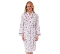 Ladies Woven Poly Cotton Floral Dressing Gown Robes Wrap by Lady Olga (UK, Numeric, 18, 20, Regular, Regular, Pink)