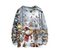 Ladies Xmas Jumper Ladies Christmas T Shirt Comfortable Printed Sweater Elegant Sweatshirt for Parade Eve Resistant Jumpers in Dinner Vintage Outfits at Party Gray XXL