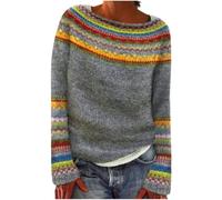 Ladies Xmas Jumpers Fair Isle Sweatshirts for Women UK Autumn Winter Fairisle Sweatshirt Ladies Rude Christmas Jumper Fleece Sweaters Polos Neck Knittwear Oversized Outfits Fluffy Clothing