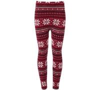 Ladies Xmas Style Knitted Warm Slim Fit Leggings Snowflakes Print Pants Women’s Christmas Party Winter Wear Warm Elasticated Waist Trousers Leggings (Red Snowflakes UK 12-14)