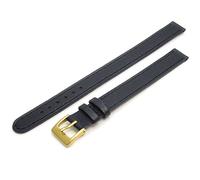 Ladies XXL Leather Watch Strap Buffalo Grain Super Long 14mm Wide Black Gold Buckle