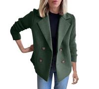 Ladies Zip up Hoodie Stylish Plus Size Coat for Women 2025 Fall Solid Lapel Button Open Front Knitted Long Sleeve Blazer Fashion Double Breasted Winter Chunky Patchwork Work Jackets Green