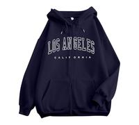 Ladies Zip Up Hoodies Losangeles Graphic Pullover Casual Oversized Hoodie Sweatshirt Cute Preppy Sweatshirt Loose Fit Plain Hoodie for Teen Trendy Clothes Y2k Halloween Outfit
