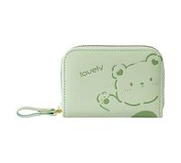 Ladies Zipper Multi Card Organ Card Holder Ladies PU Purse Pocket Wallets for Women Cat (Green, One Size)