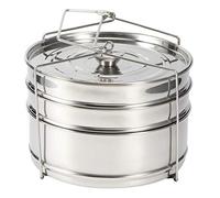 Ladieshow Stackable 3 Tier Stainless Steel Steamer Cooker Pot Set Cook Food Pot Accessories for Most Pots, Upgrade Interchangeable Lids