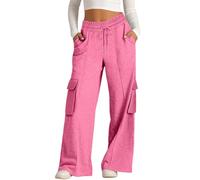 LadiesTrousers Fashion Elasticated Waist Stretch Running Flared Cargo Pants with Pockets Solid Color Work Gym Yoga Oversized Sweatspant Outdoor Hiking Walking Combat Activewear Casual Bottoms