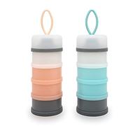LADISO Baby Formula Dispenser, Portable Milk Powder Dispenser Container, Baby Feeding Travel Storage Container, Non-Spill Stackable Baby Snack Storage Container, BPA Free, 4 Compartments, 2 Packs