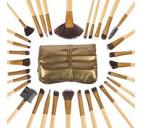 Ladista 32Pcs Makeup Brushes Cosmetic Brush Set With Golden Leather Pouch For Eye Shadow Blush Concealer(Cream-Coloured)